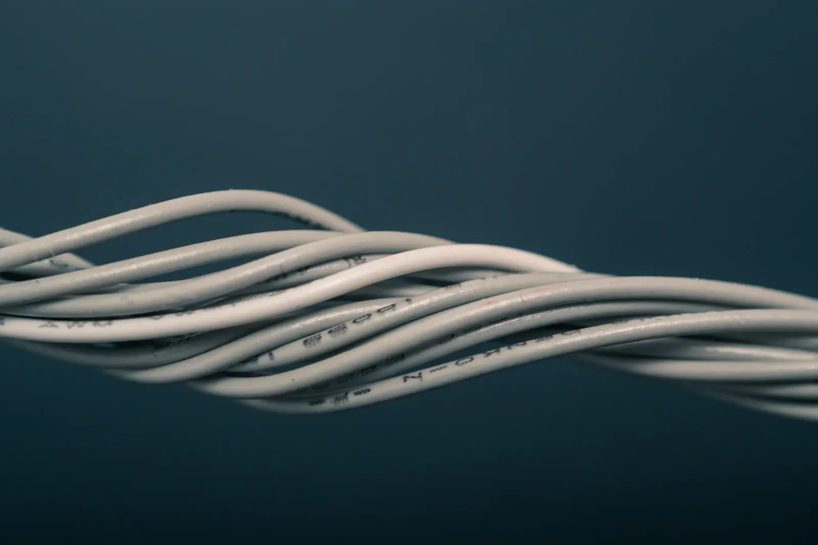 Rolled grey and white cable