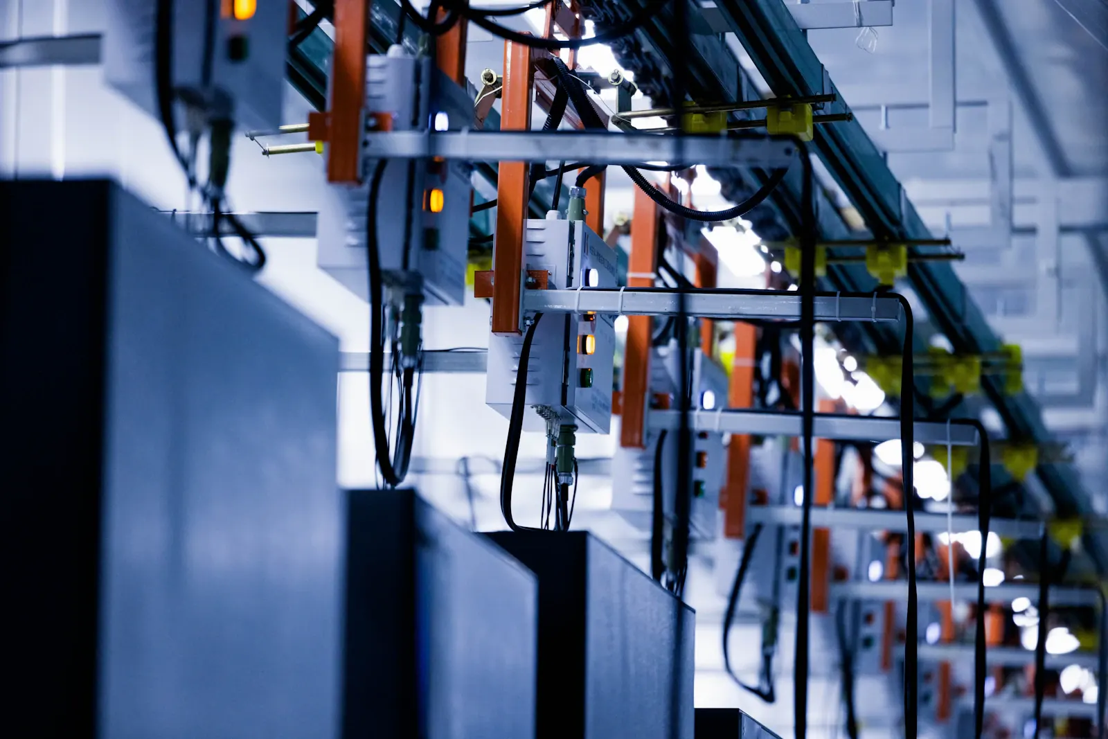 Cables routed and connected along a wall